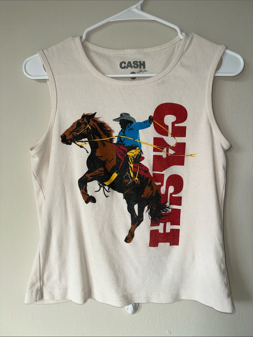 CASH Cream Graphic Rodeo Tank Top